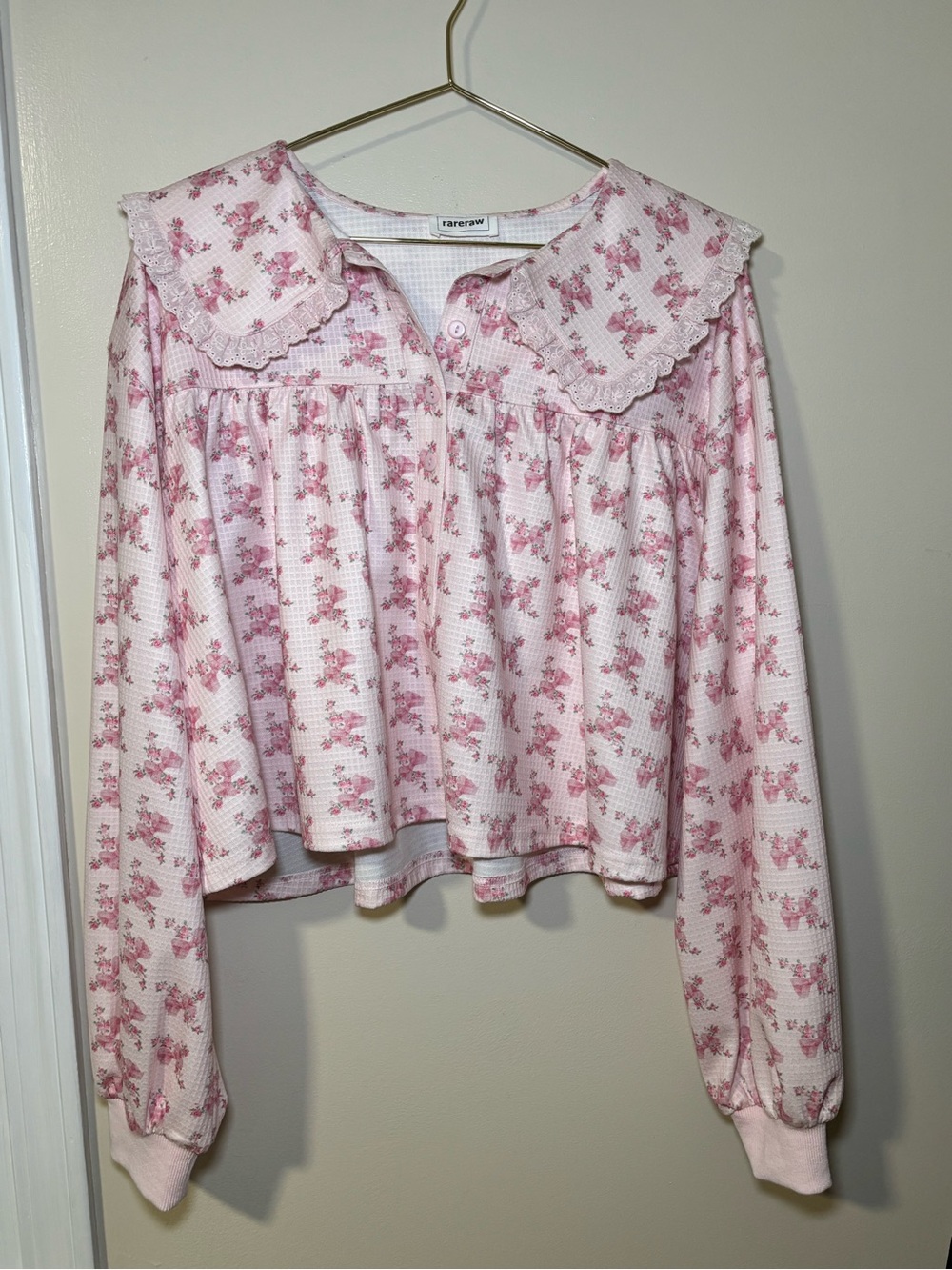 RareRaw Pink Floral Ruffled Collar pajama set